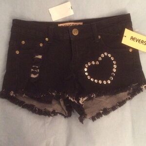 NWT Reverse Heart Jean Shorts Junior Small